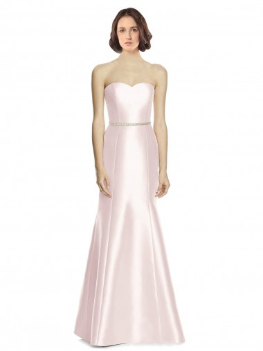 Shop Long Sweetheart Satin Bridesmaid Dress with Slim Beaded Sash Ottawa