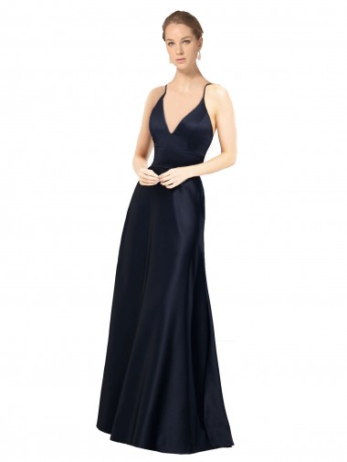 Shop Sexy Satin Bridesmaids Dress with Deep V-Neckline and Strappy Back Ottawa