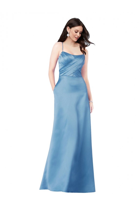 Shop Crossing Strap Back Pleated Bodice Long Formal Satin Bridesmaid Dress / Prom Dress Ottawa