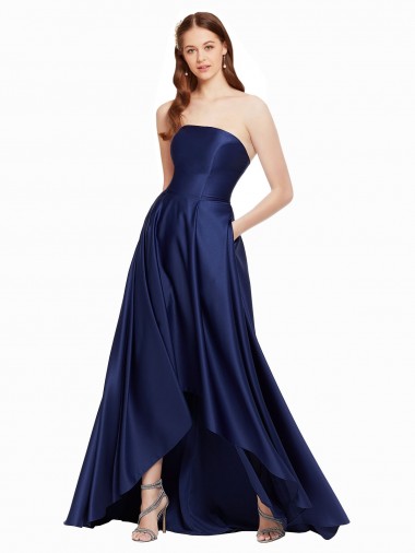 Shop High Low Strapless Formal Satin Bridesmaid Dress / Prom Dress with Pockets Ottawa