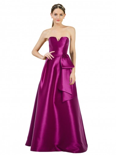 Shop Sleeveless V-Neck Long Satin Bridesmaid Dress / Prom Dress with Bow Waist Ottawa