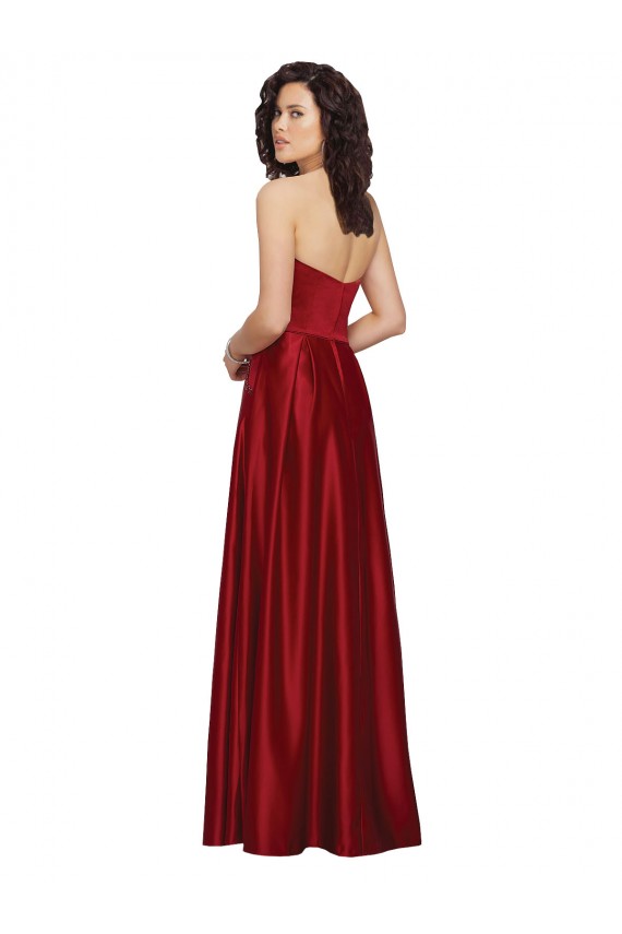 Shop Strapless Satin Bridesmaids Dress with Beaded Pocket and Soft Pleating Ottawa