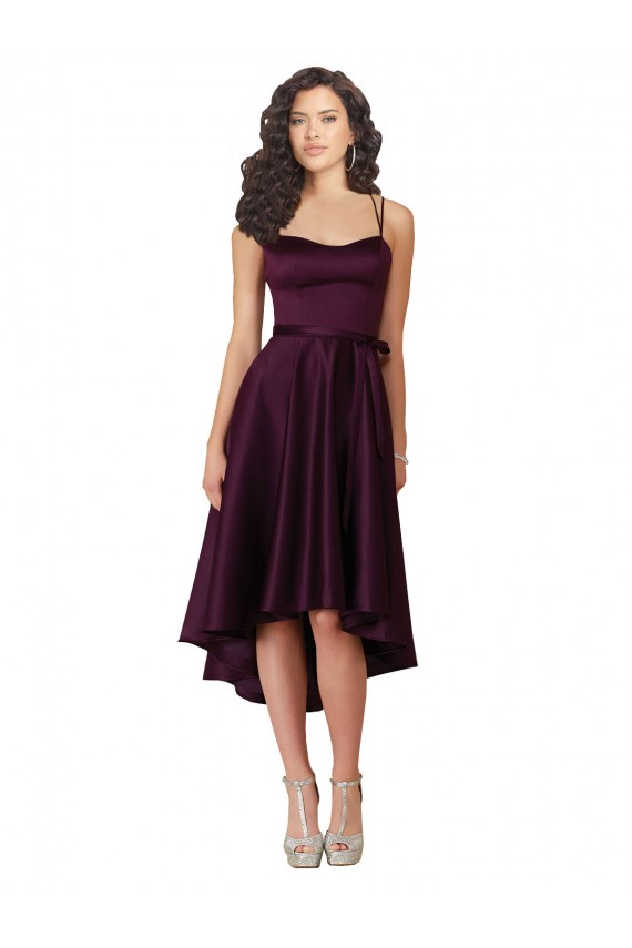 Shop Elegant High Low Satin Bridesmaid Dress / Prom Dress with Criss Cross Back Ottawa