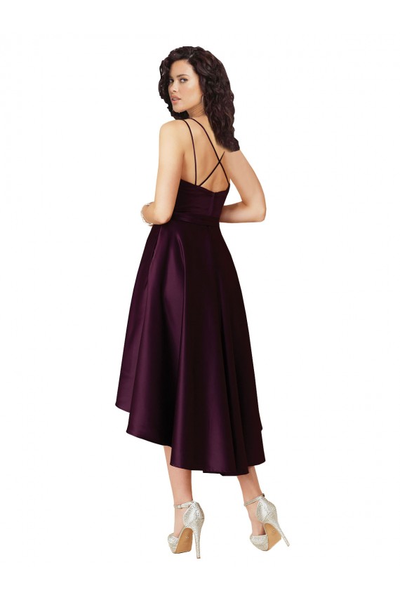Shop Elegant High Low Satin Bridesmaid Dress / Prom Dress with Criss Cross Back Ottawa