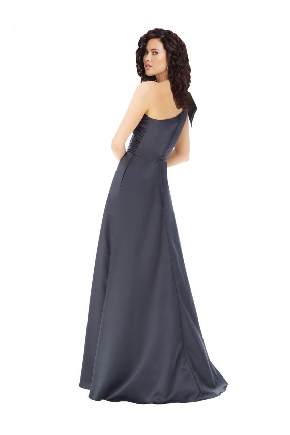 Shop Rouched One Shoulder Floor Length Formal Satin Bridesmaid Dress / Prom Dress with Bow Ottawa