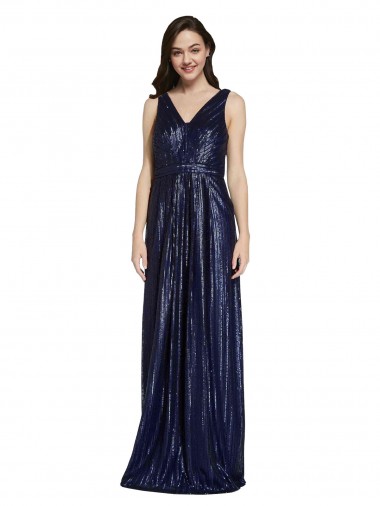 Shop Long V-Neck Sparking Formal Sequin Bridesmaid Dress / Prom Dress with Low V-Back Ottawa