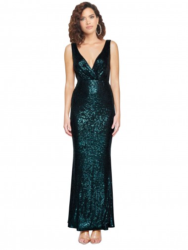 Shop V-Neck Full Length Formal Sequin Bridesmaid Dress / Prom Dress with Draped Back Ottawa