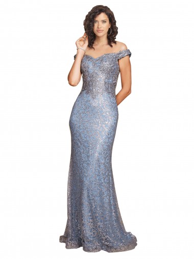 Shop Off the Shoulder Sweetheart Neckline Formal Sequin Bridesmaid Dress / Prom Dress with Thigh High Slit Ottawa