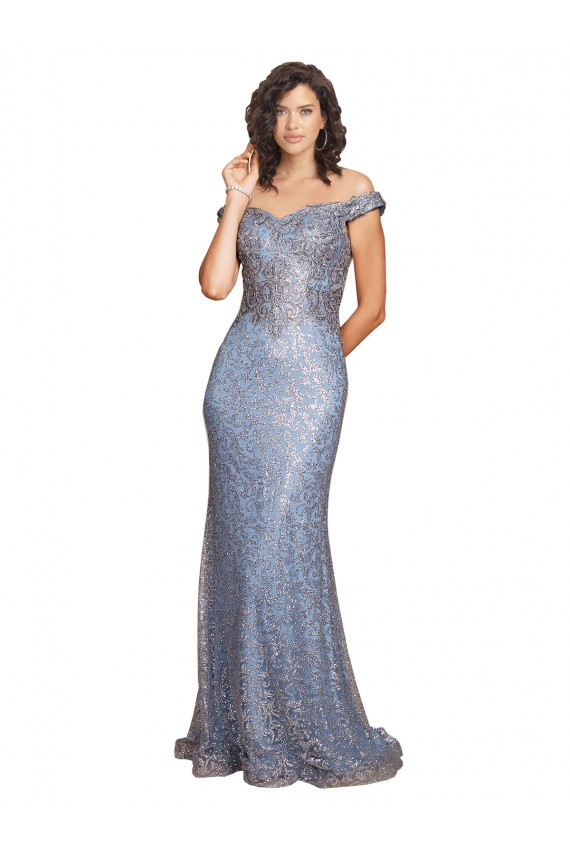 Shop Off the Shoulder Sweetheart Neckline Formal Sequin Bridesmaid Dress / Prom Dress with Thigh High Slit Ottawa