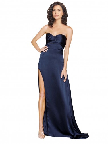 Shop Knotted Sweetheart Formal Silky Satin Bridesmaid Dress / Prom Dress with High Side Split Ottawa