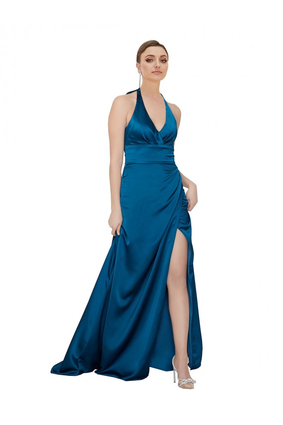 Shop Halter Neck Formal Silky Satin Bridesmaid Dress / Prom Dress Ottawa
