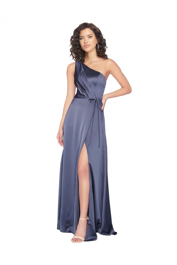 Shop Draped Formal Silky Satin Bridesmaid Dress / Prom Dress with Tied Waist Ottawa