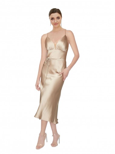 Shop Empire Waist Formal Silky Satin Cocktail Midi Bridesmaid Dress / Prom Dress Ottawa