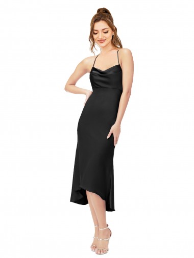 Shop High Low Formal Silky Satin Cowl Neck Cocktail Midi Bridesmaid Dress / Prom Dress Ottawa