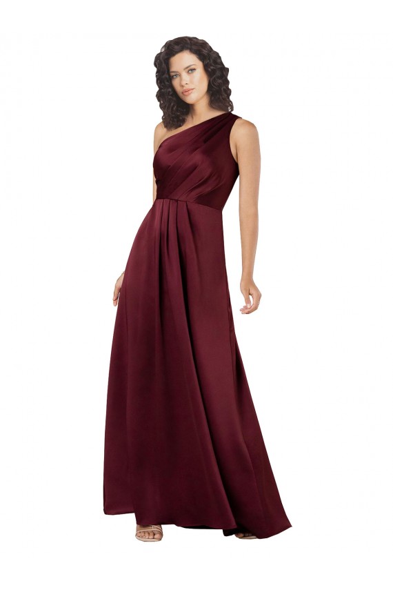 Shop One Shoulder Formal Silky Satin Bridesmaid Dress / Prom Dress with Subtle Pleats Ottawa
