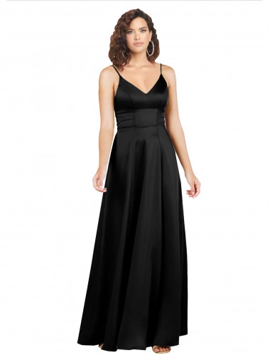 Shop Formal Silky Satin Floor-Length Long Bridesmaid Dress / Prom Dress with V-Neckline Ottawa