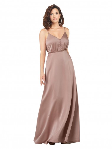Shop Subtle V-Neckline Formal Silky Satin Bridesmaid Dress with Front Button Detail Ottawa