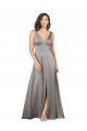 Shop Plunging V-Neckline Long A-Line Formal Silky Satin Bridesmaid Dress / Prom Dress Ottawa