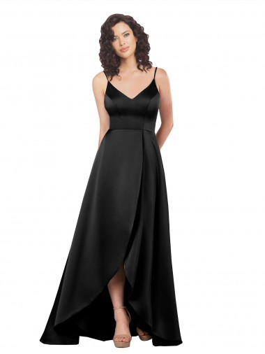 Shop High Low V-Neckline Formal Silky Satin Tulip Bridesmaid Dress / Prom Dress with Wrap Skirt Ottawa