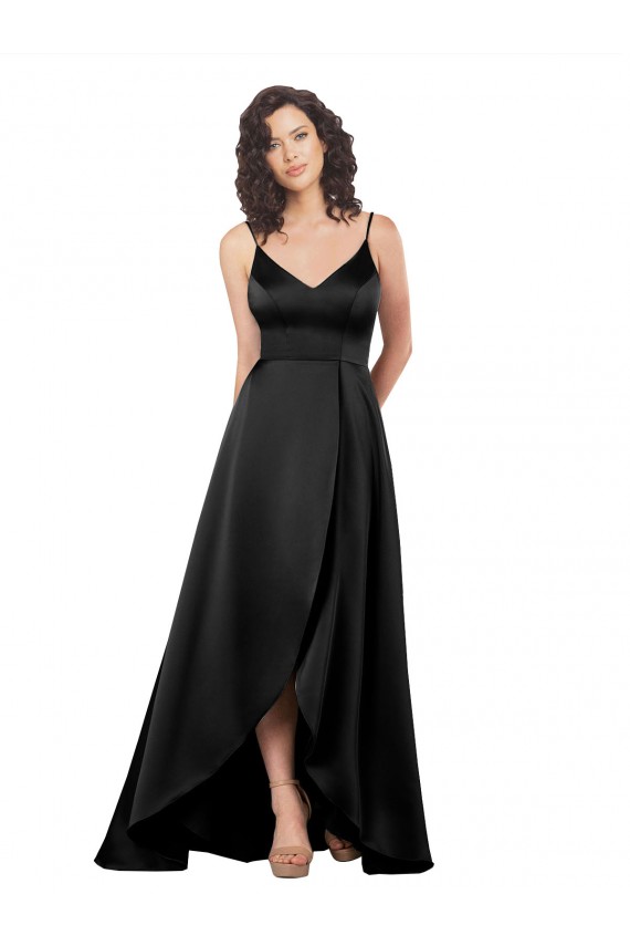 Shop High Low V-Neckline Formal Silky Satin Tulip Bridesmaid Dress / Prom Dress with Wrap Skirt Ottawa