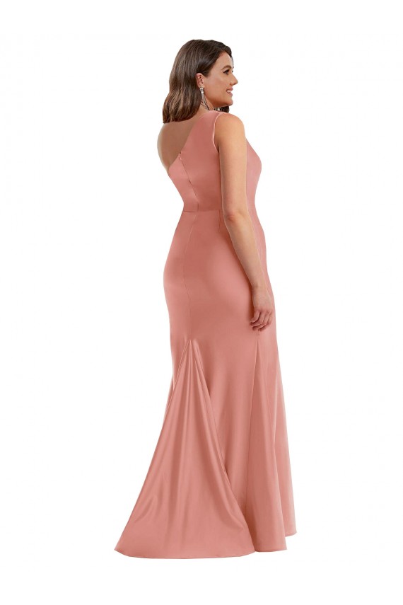 Shop Cascade Ruffle One Shoulder Bustier Formal Silky Satin Mermaid Bridesmaid Dress / Prom Dress Ottawa