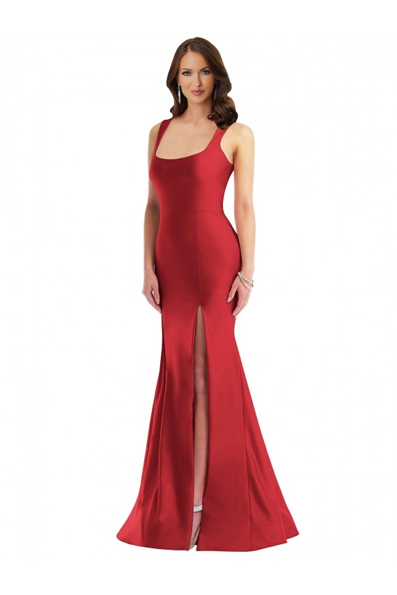 Shop Square Neck Formal Silky Satin Mermaid Bridesmaid Dress / Prom Dress with Side Slit Ottawa