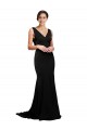 Shop V-Neck Full Length Formal Silky Satin Bridesmaid Dress / Prom Dress with Soft Cowl Neck and Sweep Train Ottawa