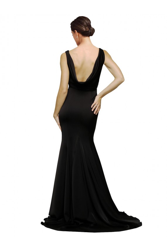 Shop V-Neck Full Length Formal Silky Satin Bridesmaid Dress / Prom Dress with Soft Cowl Neck and Sweep Train Ottawa