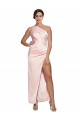 Shop One Shoulder Full Length Long Silky Satin Bridesmaid Dress / Prom Dress with Thigh Split Ottawa