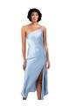 Shop Midi Length Short Formal Silky Satin Bridesmaid Dress / Cocktail Prom Dress with Asymmetric Neckline and High Side Split Ottawa
