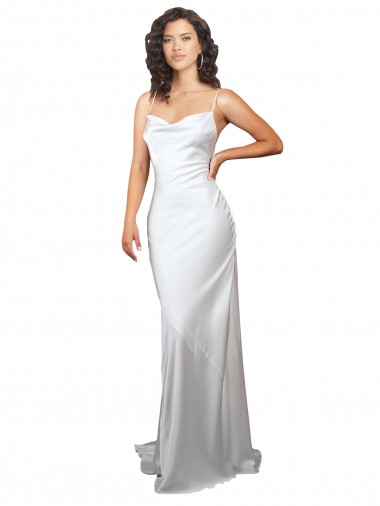 Shop Simple Sweep Train Low Back Tie Cowl Neck Long Silky Satin Beach Wedding Dress Ottawa