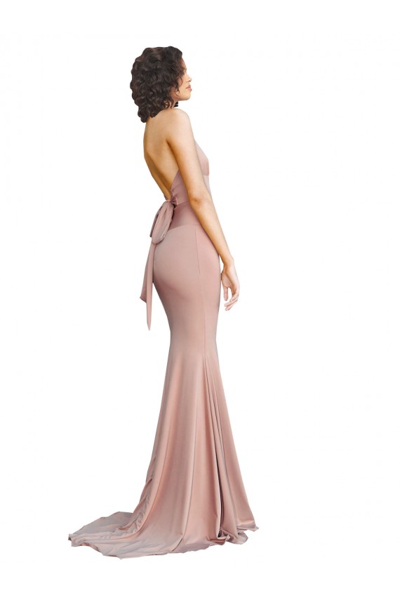 Shop Deep V-Neck Mermaid Low Back Long Formal Spandex Bridesmaid Dress / Prom Dress Ottawa