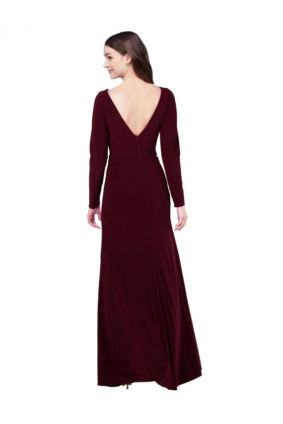Shop Long Sleeves Spandex Bridesmaid Gown with Front Slit Ottawa