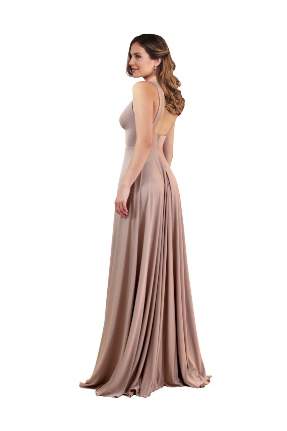 Shop Long A-Line Plunge V-Neckline Formal Spandex Bridesmaid Dress / Prom Dress with Slit Ottawa