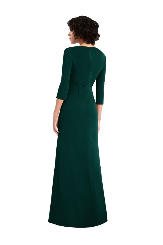 Shop Floor Length 3/4 Sleeves V-Back Draped Wrap Formal Maxi Spandex Bridesmaid Dress / Prom Dress Ottawa