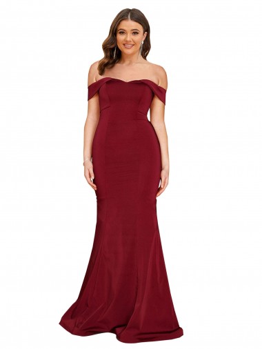 Shop Off Shoulder Sleeves Sweetheart Neckline Long Formal Spandex Bridesmaid Dress / Prom Dress Ottawa