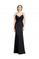 Shop Long Chiffon Bridesmaid Dress / Prom Dress with Lace Bodice and Curved V-Neckline Ottawa