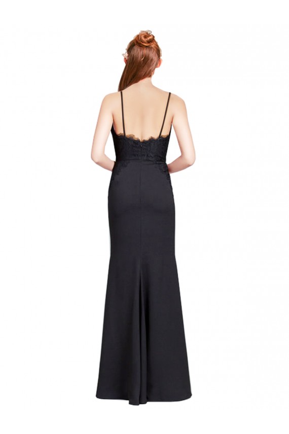 Shop Long Chiffon Bridesmaid Dress / Prom Dress with Lace Bodice and Curved V-Neckline Ottawa