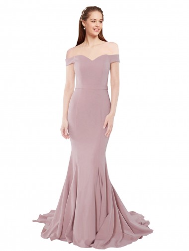 Shop Off the Shoulder Mermaid Long Sweep Train Bridesmaid Dress / Prom Dress Ottawa