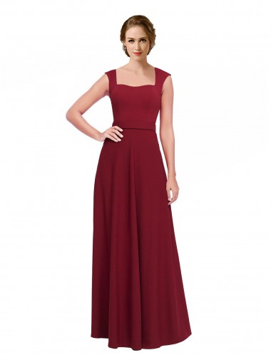 Shop Square Neck Subtle Cap Sleeeves Crepe Bridesmaid Dress / Prom Dress Ottawa
