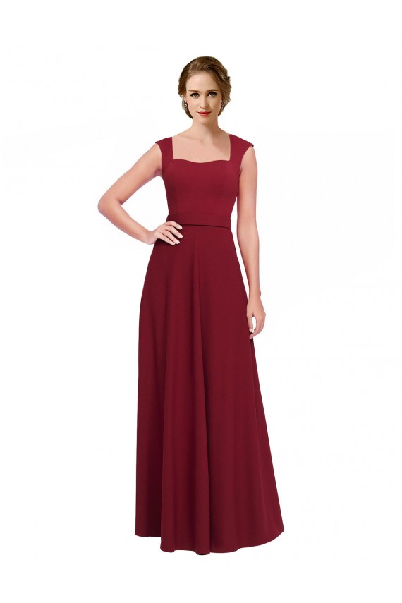 Shop Square Neck Subtle Cap Sleeeves Crepe Bridesmaid Dress / Prom Dress Ottawa
