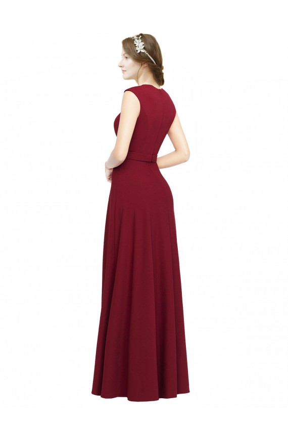 Shop Square Neck Subtle Cap Sleeeves Crepe Bridesmaid Dress / Prom Dress Ottawa