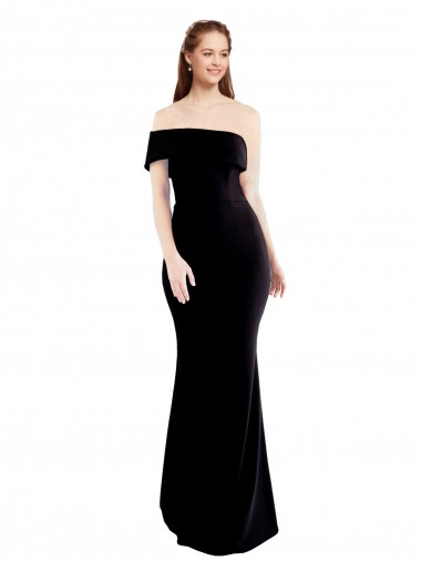 Shop Asymmetrical Draped Off the Shoulder Banded Formal Crepe Bridesmaid Dress / Prom Dress Ottawa