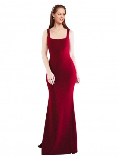 Shop Square Neckline and Backline Fitted Formal Crepe Bridesmaid Dress / Prom Dress Ottawa
