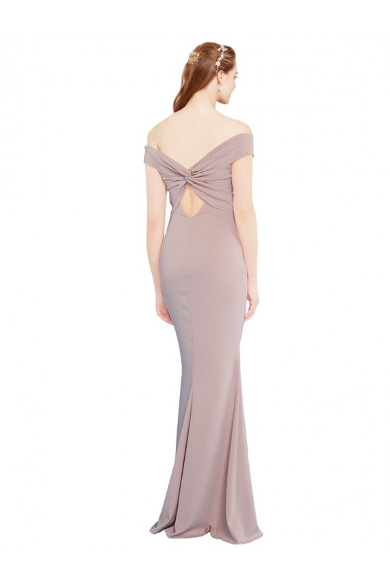 Shop Knotted Off the Shoulder Formal Crepe Bridesmaid Dress / Prom Dress with Cut-Out Back Ottawa