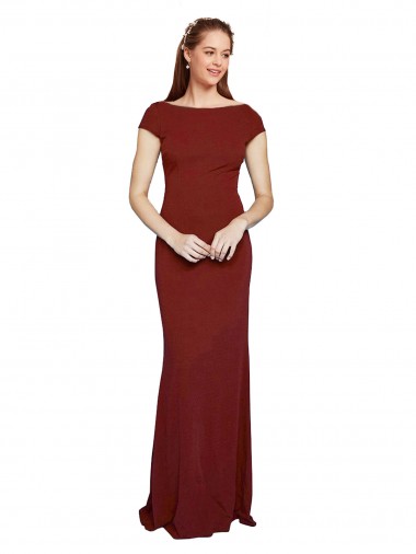 Shop Cap Sleelves Mermaid Formal Crepe Bridesmaid Dress / Prom Dress Keyhole Back Ottawa