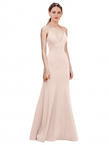Shop Deep V-Neck and Back Long Formal Crepe Bridesmaid Dress / Prom Dress Ottawa