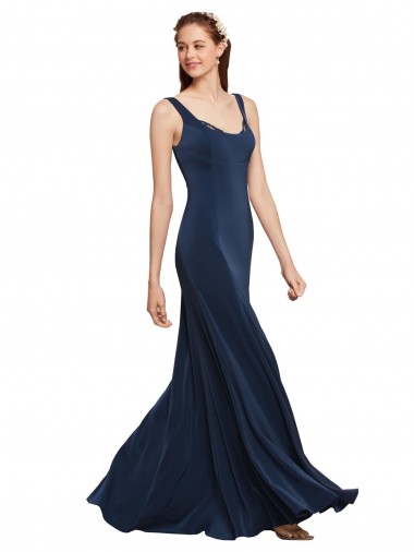 Shop Fit and Flare Long Formal Crepe Bridesmaid Dress / Prom Dress with Round Neck Ottawa