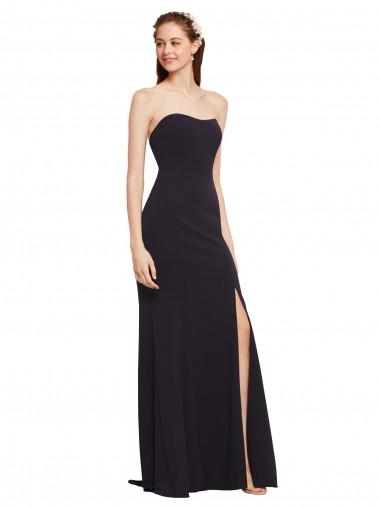 Shop Strapless Bodycon Long Formal Crepe Bridesmaid Dress / Prom Dress with High Slit Ottawa