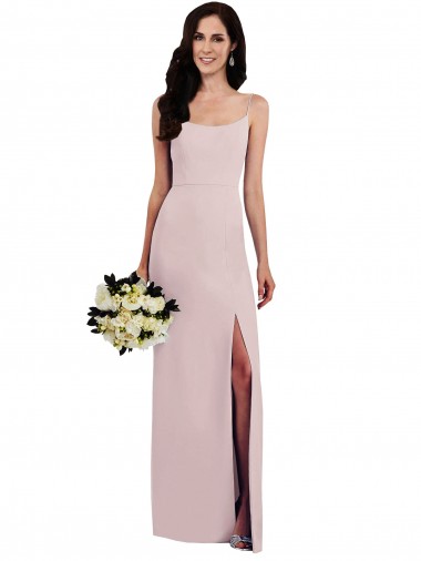 Shop Spaghetti Strap V Back Formal Crepe Bridesmaid Dress / Prom Dress with Front Slit Ottawa